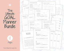 Load image into Gallery viewer, Goal Planner BUNDLE, 2022 Goals Tracker, SMART Goal Setting Kit, New Year, Monthly Habits Reflections, Productivity, Vision Board Printables
