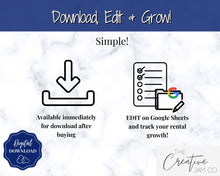 Load image into Gallery viewer, Google Sheets AIRBNB Spreadsheet Business Tracker, Rental Vacation Property, Editable Monthly Annual Profit Loss, Real Estate Income Expense, Super Host
