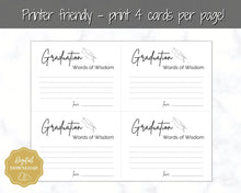 Load image into Gallery viewer, Graduation Advice &amp; Wishes Card, PRINTABLE Words of Wisdom, Advice Poster Template, Graduate Party, College, High School Grad, Class of 2022
