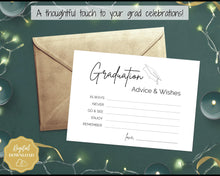 Load image into Gallery viewer, Graduation Advice &amp; Wishes Card, PRINTABLE Words of Wisdom, Advice Poster Template, Graduate Party, College, High School Grad, Class of 2022
