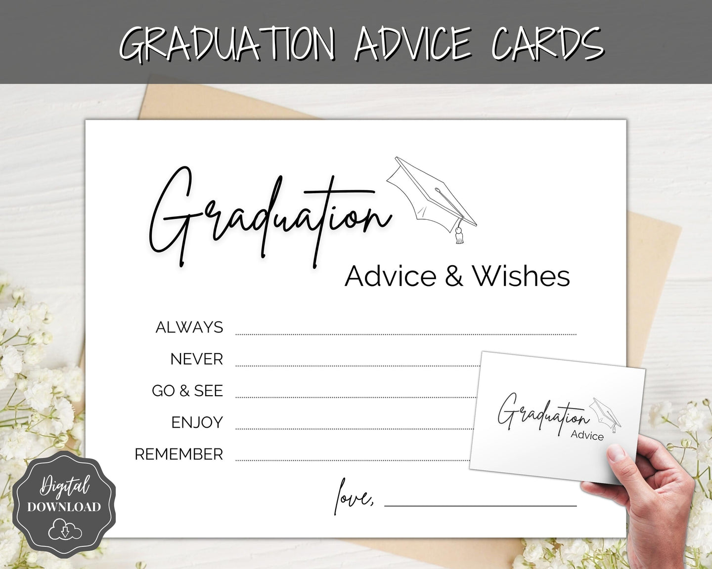 Graduation Advice & Wishes Card, PRINTABLE Words of Wisdom, Advice Poster Template, Graduate Party, College, High School Grad, Class of 2022