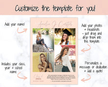 Load image into Gallery viewer, Graduation Announcement Card Template, Senior &amp; High School Grad Announcement, Class of 2021 Invitation, Yearbook, Photo Card Tribute, Canva | Style 1
