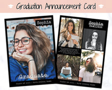 Load image into Gallery viewer, Graduation Announcement Card Template, Senior &amp; High School Grad Announcement, Class of 2021 Invitation, Yearbook, Photo Card Tribute, Canva | Style 2
