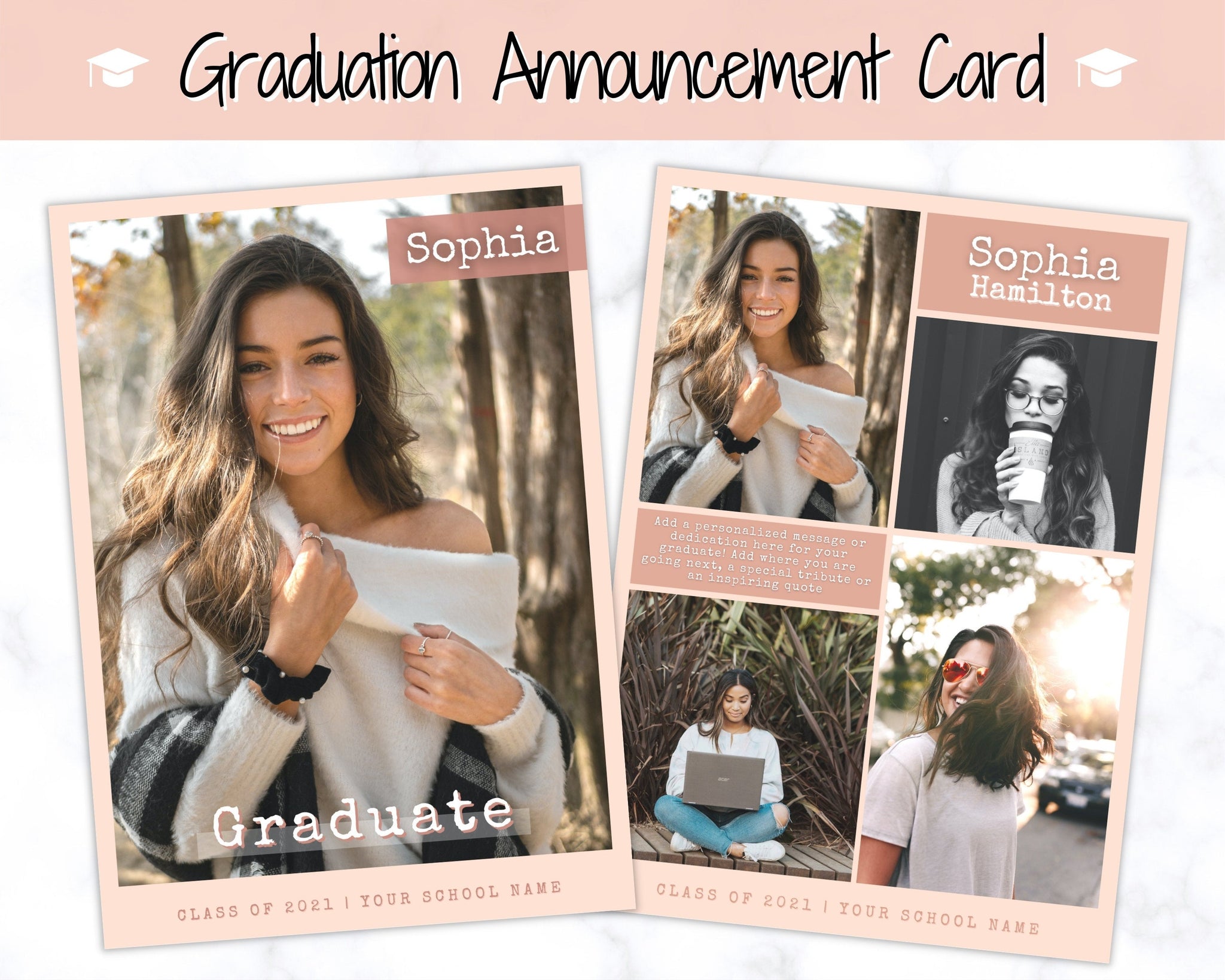 Graduation Announcement Card Template for Senior & High School