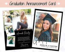 Load image into Gallery viewer, Graduation Announcement Card Template, Senior &amp; High School Grad Announcement, Class of 2021 Invitation, Yearbook, Photo Card Tribute, Canva | Style 4
