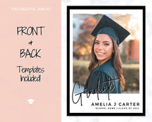 Load image into Gallery viewer, Graduation Announcement Card Template, Senior &amp; High School Grad Announcement, Class of 2021 Invitation, Yearbook, Photo Card Tribute, Canva | Style 4
