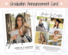 Load image into Gallery viewer, Graduation Announcement Card Template, Senior &amp; High School Grad Announcement, Class of 2021 Invitation, Yearbook, Photo Card Tribute, Canva | Style 5
