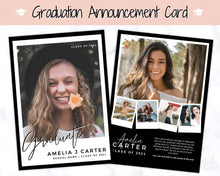 Load image into Gallery viewer, Graduation Announcement Card Template, Senior &amp; High School Grad Announcement, Class of 2021 Invitation, Yearbook, Photo Card Tribute, Canva | Style 7
