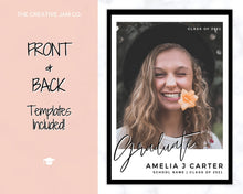 Load image into Gallery viewer, Graduation Announcement Card Template, Senior &amp; High School Grad Announcement, Class of 2021 Invitation, Yearbook, Photo Card Tribute, Canva | Style 7
