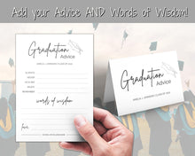 Load image into Gallery viewer, Graduation Party Card, EDITABLE Advice &amp; Wishes, Advice Poster Template, Graduate Words of Wisdom, College, High School Grad, Class of 2022, SHEET
