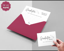 Load image into Gallery viewer, Graduation Party Card, EDITABLE Advice &amp; Wishes, Advice Poster Template, Graduate Words of Wisdom, College, High School Grad, Class of 2022, SHEET
