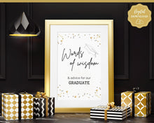 Load image into Gallery viewer, Graduation Words of Wisdom Sign Printable, Graduate Advice Poster, College, High School Grad Sign, Class of 2022 Wishes, Party Sign | Brit
