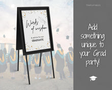 Load image into Gallery viewer, Graduation Words of Wisdom Sign Printable, Graduate Advice Poster, College, High School Grad Sign, Class of 2022 Wishes, Party Sign | Brit
