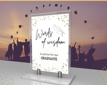 Load image into Gallery viewer, Graduation Words of Wisdom Sign Printable, Graduate Advice Poster, College, High School Grad Sign, Class of 2022 Wishes, Party Sign | Brit
