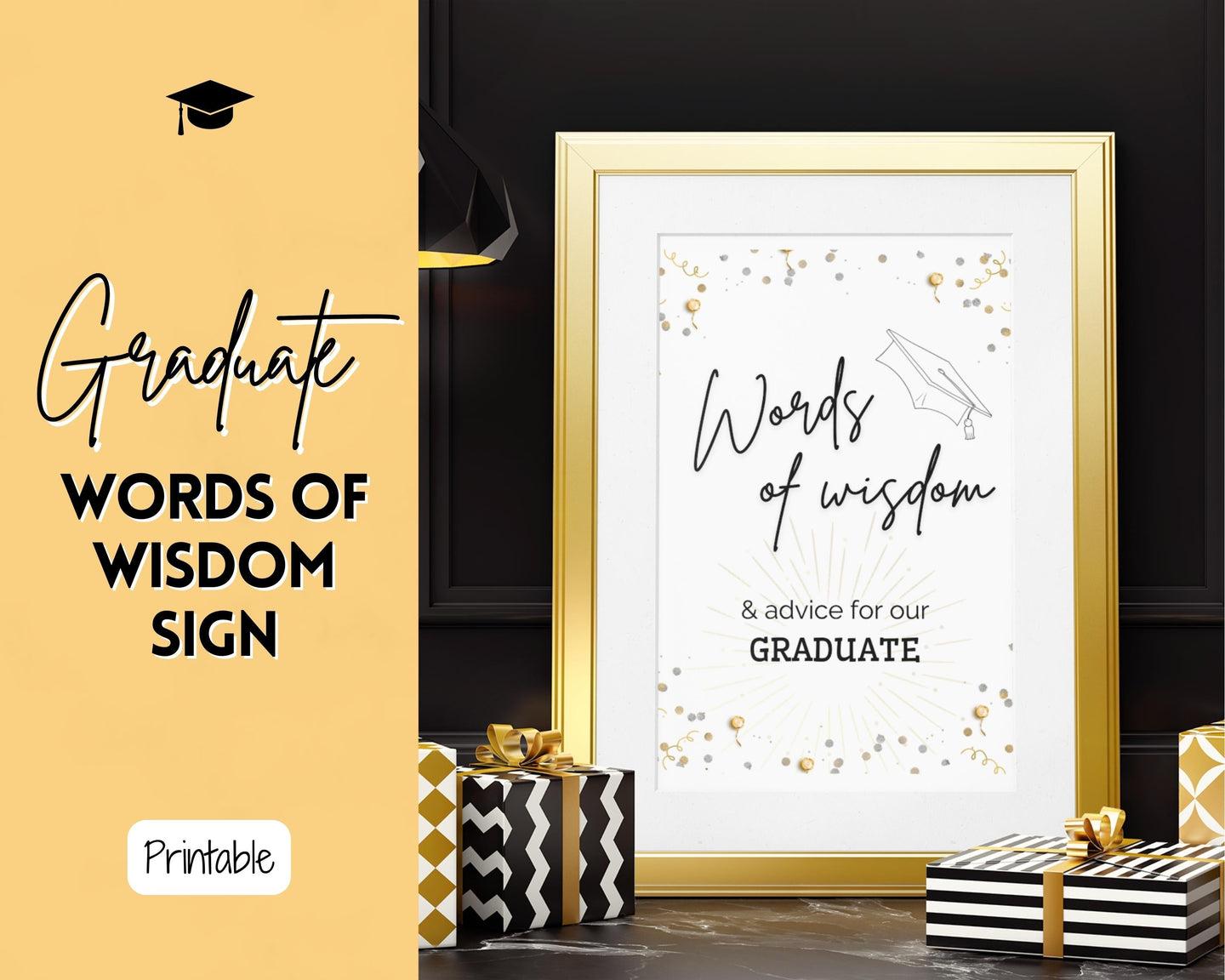 Graduation Words of Wisdom Sign Printable, Graduate Advice Poster, College, High School Grad Sign, Class of 2022 Wishes, Party Sign | Brit