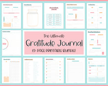 Load image into Gallery viewer, Gratitude Journal Printable BUNDLE! Mindfulness Log, Gratitude Template, Self Care Planner, Daily Journal for Women, Gratitude Jar, Wellness | Colorful Sky
