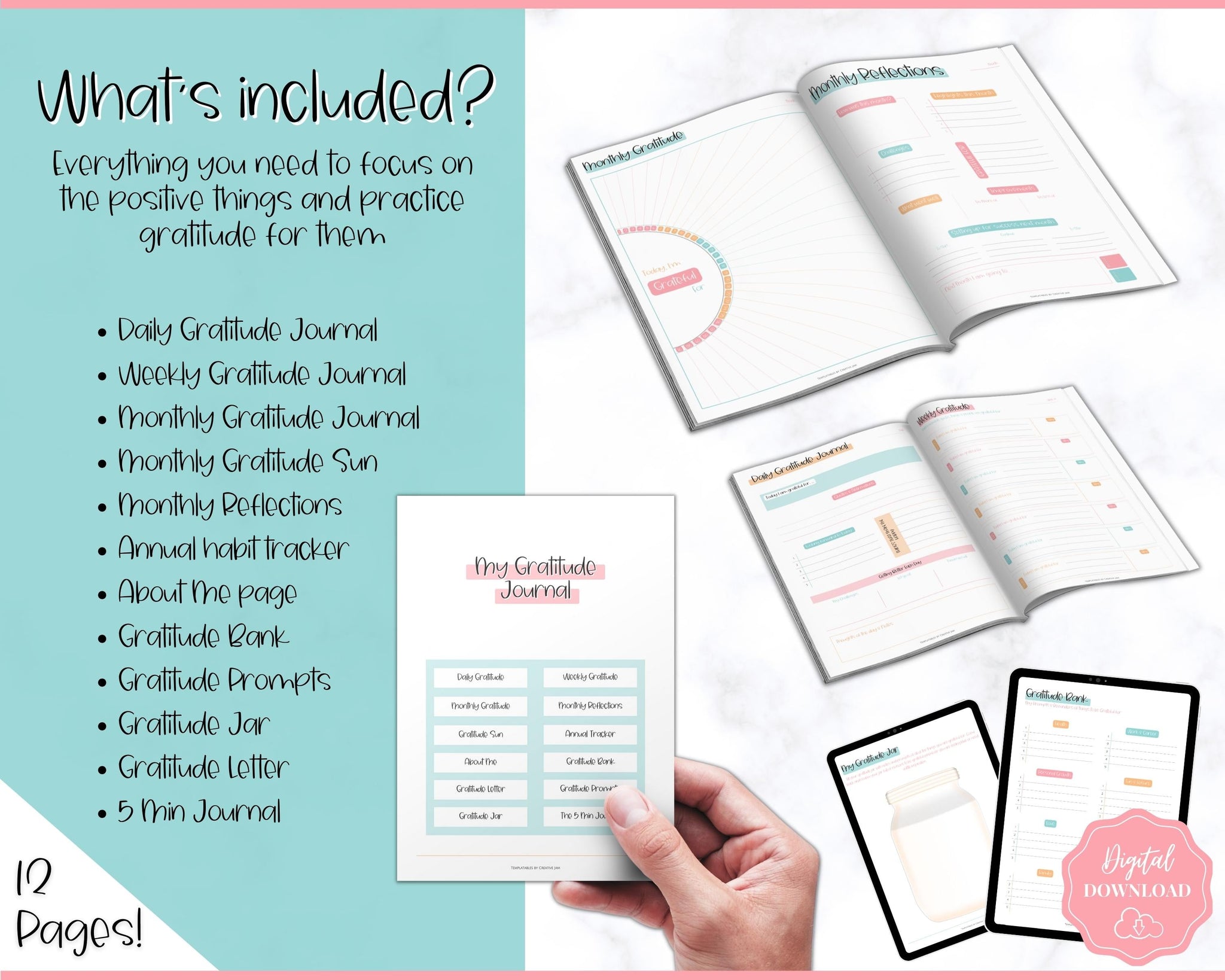Gratitude Journal Printable BUNDLE | Self Care & Wellness Planners