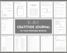 Load image into Gallery viewer, Gratitude Journal Printable BUNDLE! Mindfulness Log, Gratitude Template, Self Care Planner, Daily Journal for Women, Gratitude Jar, Wellness | Monochrome
