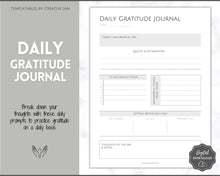 Load image into Gallery viewer, Gratitude Journal Printable BUNDLE! Mindfulness Log, Gratitude Template, Self Care Planner, Daily Journal for Women, Gratitude Jar, Wellness | Monochrome

