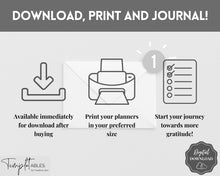 Load image into Gallery viewer, Gratitude Journal Printable BUNDLE! Mindfulness Log, Gratitude Template, Self Care Planner, Daily Journal for Women, Gratitude Jar, Wellness | Monochrome
