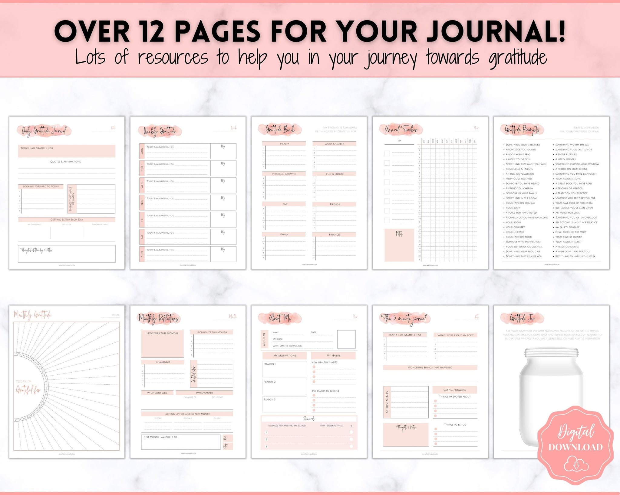 Gratitude Journal Printable BUNDLE | Self Care & Wellness Planners
