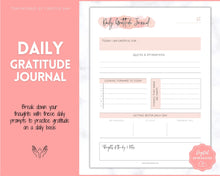 Load image into Gallery viewer, Gratitude Journal Printable BUNDLE! Mindfulness Log, Gratitude Template, Self Care Planner, Daily Journal for Women, Gratitude Jar, Wellness | Pink Watercolor
