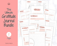 Gratitude Journal Printable BUNDLE! Mindfulness Log, Gratitude Template, Self Care Planner, Daily Journal for Women, Gratitude Jar, Wellness | Pink Watercolor