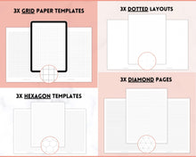 Load image into Gallery viewer, Grid, Line, Dot Paper Printables, Note-Taking Templates, Graph Paper Notebook, Dot Journal Dotted, Cornell Notes, Student Digital Notetaking
