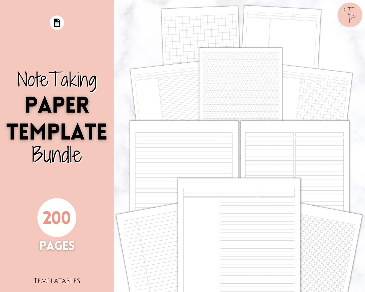 Grid, Line, Dot Paper Printables, Note-Taking Templates, Graph Paper Notebook, Dot Journal Dotted, Cornell Notes, Student Digital Notetaking