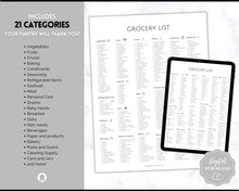 Load image into Gallery viewer, Grocery List, Master Grocery List Printable, Weekly Shopping List, Meal Planner Checklist, Grocery PDF, Kitchen Organization Template | Mono
