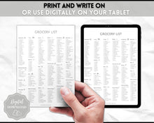 Load image into Gallery viewer, Grocery List, Master Grocery List Printable, Weekly Shopping List, Meal Planner Checklist, Grocery PDF, Kitchen Organization Template | Mono
