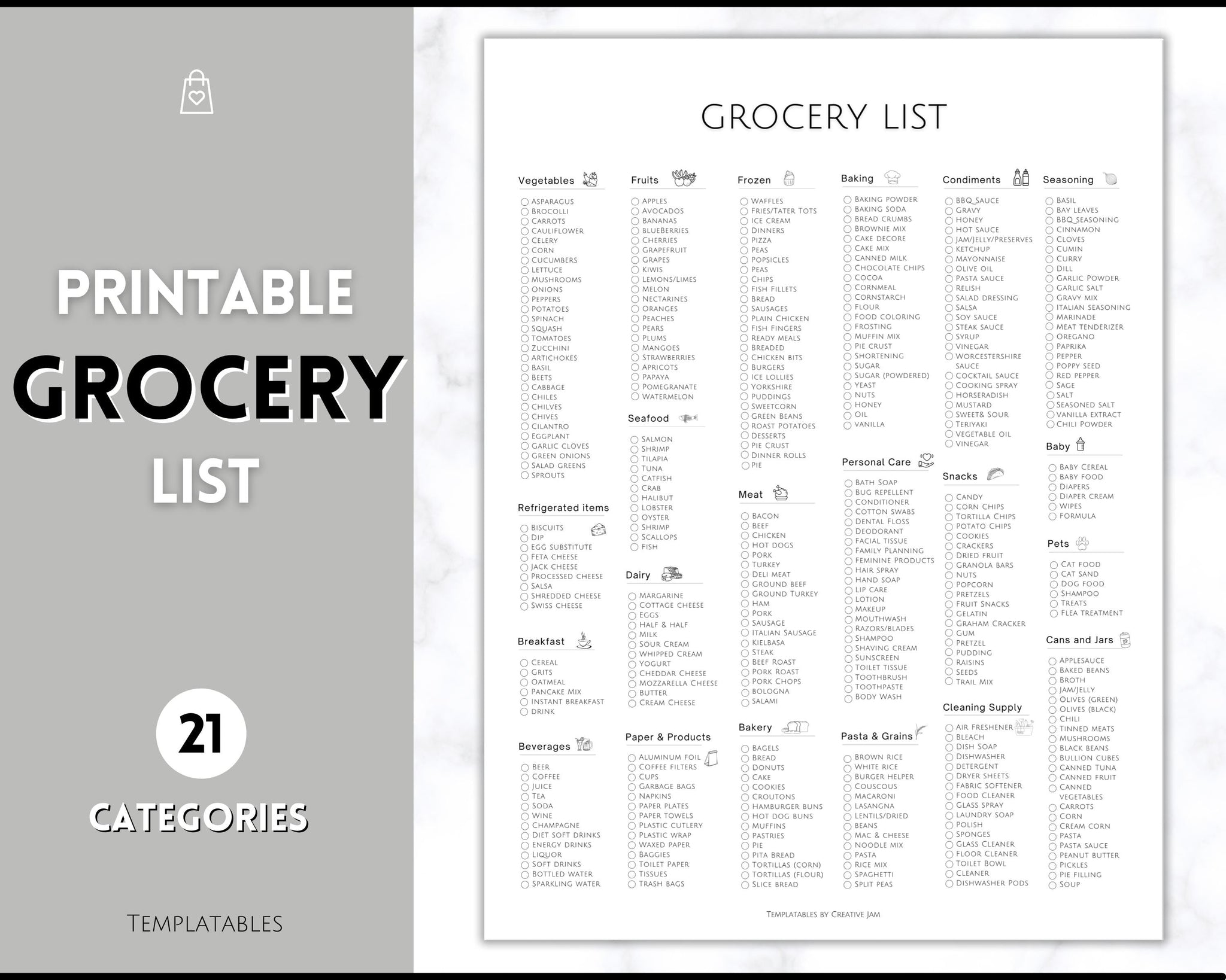 Grocery Store Shopping List - Essentials