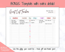Load image into Gallery viewer, Guest List Tracker, Editable Guest List Template with RSVP, Party, Events, Birthday &amp; Wedding Guest List, Wedding Planner Printable, Gifts | Style 2
