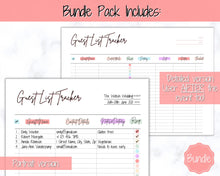 Load image into Gallery viewer, Guest List Tracker, Editable Guest List Template with RSVP, Party, Events, Birthday &amp; Wedding Guest List, Wedding Planner Printable, Gifts | Style 2
