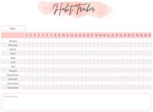 Load image into Gallery viewer, HABIT TRACKER Printable with Mood Tracker for Gratitude Journal. Initiative tracker with goal planner. Monthly habit tracker. Productivity.
