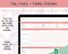 Load image into Gallery viewer, Habit Tracker Spreadsheet, Goal Planner, 2022 Goals Tracker, Mood, Habit Planner, Daily Weekly Monthly, Google Sheets, Goal Setting Template
