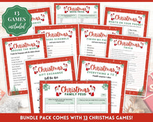 Load image into Gallery viewer, Holiday Party Games BUNDLE! 13 Christmas Game Printables! Fun Family Activity Set, Virtual Xmas, Kids &amp; Adults, Office, Trivia, Guess, Feud
