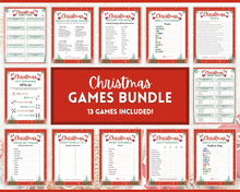 Load image into Gallery viewer, Holiday Party Games BUNDLE! 13 Christmas Game Printables! Fun Family Activity Set, Virtual Xmas, Kids &amp; Adults, Office, Trivia, Guess, Feud
