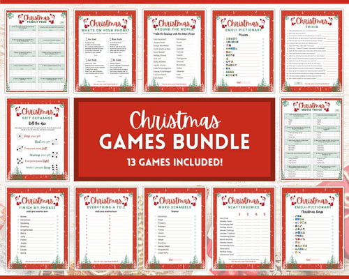 Holiday Party Games BUNDLE! 13 Christmas Game Printables! Fun Family Activity Set, Virtual Xmas, Kids & Adults, Office, Trivia, Guess, Feud