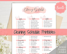 Load image into Gallery viewer, Home Cleaning Checklist, Cleaning Schedule Printable, Weekly Cleaning Planner, House Chores, Deep Cleaning Home Routine, Daily Monthly | Pink
