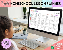 Load image into Gallery viewer, EDITABLE Lesson Plan Template | Google Sheets Weekly Lesson Planner Spreadsheet, Homeschool Teacher, Academic Schedule
