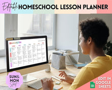 Load image into Gallery viewer, EDITABLE Lesson Plan Template | Google Sheets Weekly Lesson Planner Spreadsheet, Homeschool Teacher, Academic Schedule
