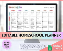 Load image into Gallery viewer, EDITABLE Lesson Plan Template | Google Sheets Weekly Lesson Planner Spreadsheet, Homeschool Teacher, Academic Schedule
