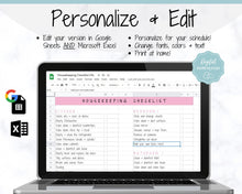 Load image into Gallery viewer, Housekeeping Cleaning Planner, EDITABLE Cleaning Checklist, Cleaning Schedule, House Chores, Clean Routine, Professional Cleaning, Airbnb | Multiple Colors
