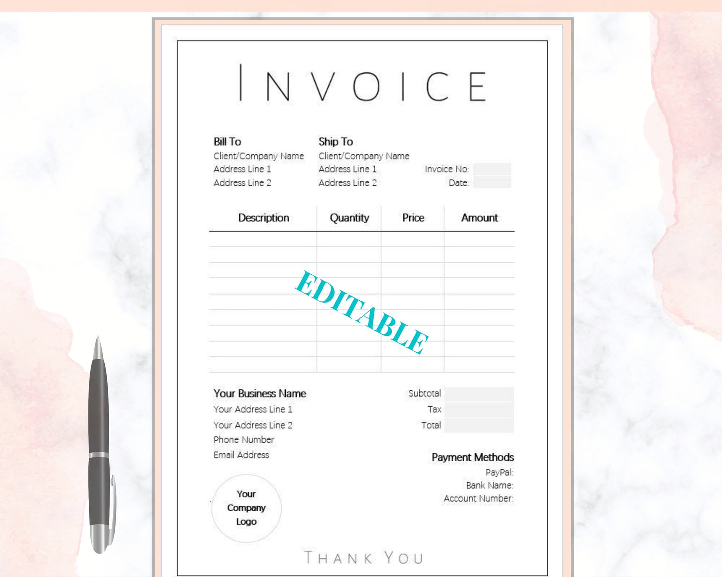 Customer Invoice Order Form Templates Editable Printable Templates