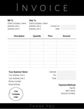 Load image into Gallery viewer, INVOICE TEMPLATE Order Form, EDITABLE Custom Receipt Template, Printable Customer Sales Order Invoice, Minimal Receipt Invoice Business form | Style 18
