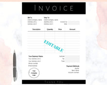 Load image into Gallery viewer, INVOICE TEMPLATE Order Form, EDITABLE Custom Receipt Template, Printable Customer Sales Order Invoice, Minimal Receipt Invoice Business form | Style 18
