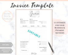 Load image into Gallery viewer, INVOICE TEMPLATE Order Form, EDITABLE Custom Receipt Template, Printable Customer Sales Order Invoice, Receipt Invoice Business form planner | Style 1
