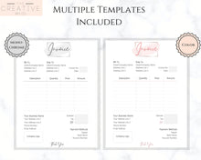 Load image into Gallery viewer, INVOICE TEMPLATE Order Form, EDITABLE Custom Receipt Template, Printable Customer Sales Order Invoice, Receipt Invoice Business form planner | Style 1
