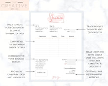 Load image into Gallery viewer, INVOICE TEMPLATE Order Form, EDITABLE Custom Receipt Template, Printable Customer Sales Order Invoice, Receipt Invoice Business form planner | Style 10
